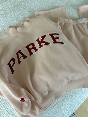 PARKE Peony - Pale Pink Sweatshirt with Red Lettering